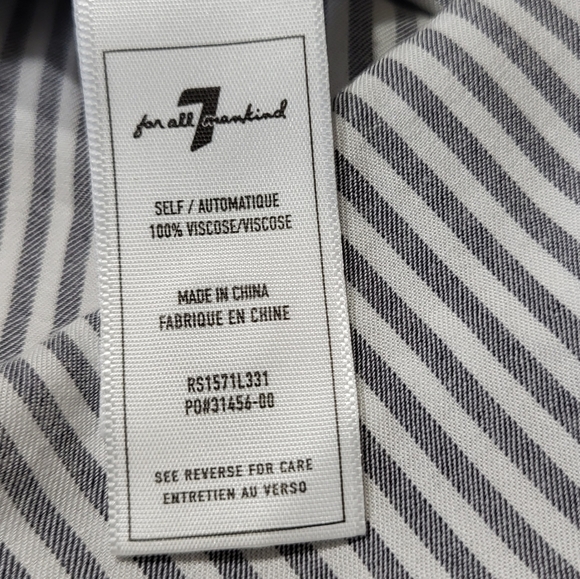 NWT 7 For All Mankind Spaghetti Strap Button Front Gray Striped Midi Dress $168 - Picture 9 of 11